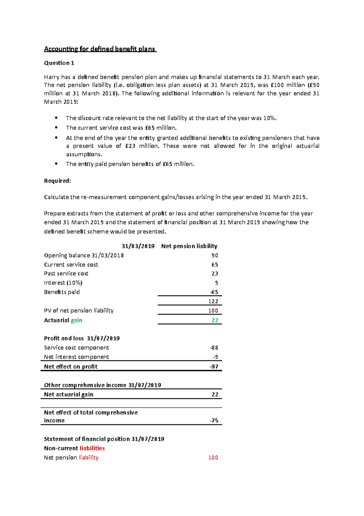 Additional Questions + Answers on Defined Benefit Pension Plans - Studocu