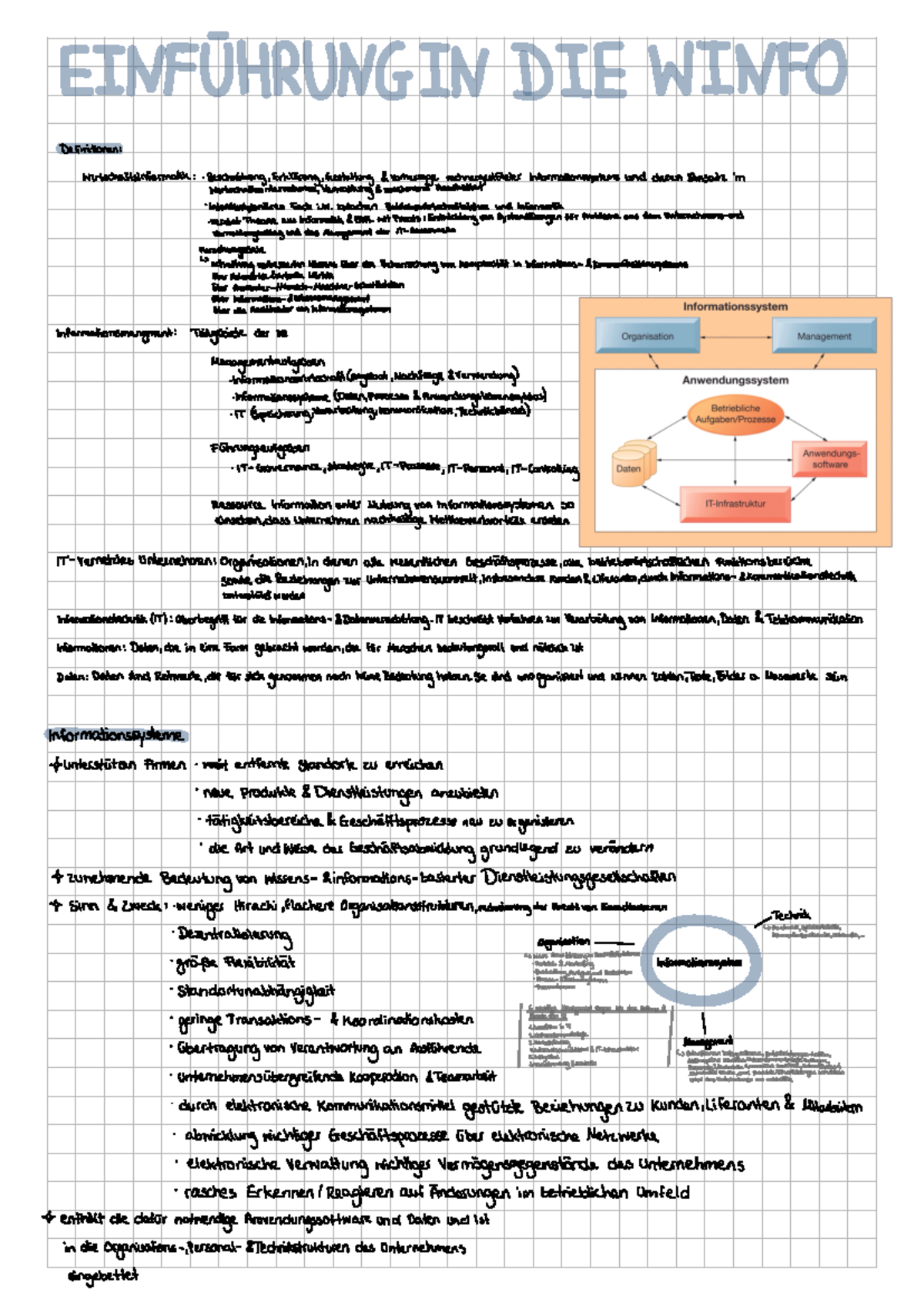 EWI Lernzettel: Einführung in Wirtschaftsinformatik und Informationssysteme - Document Preview