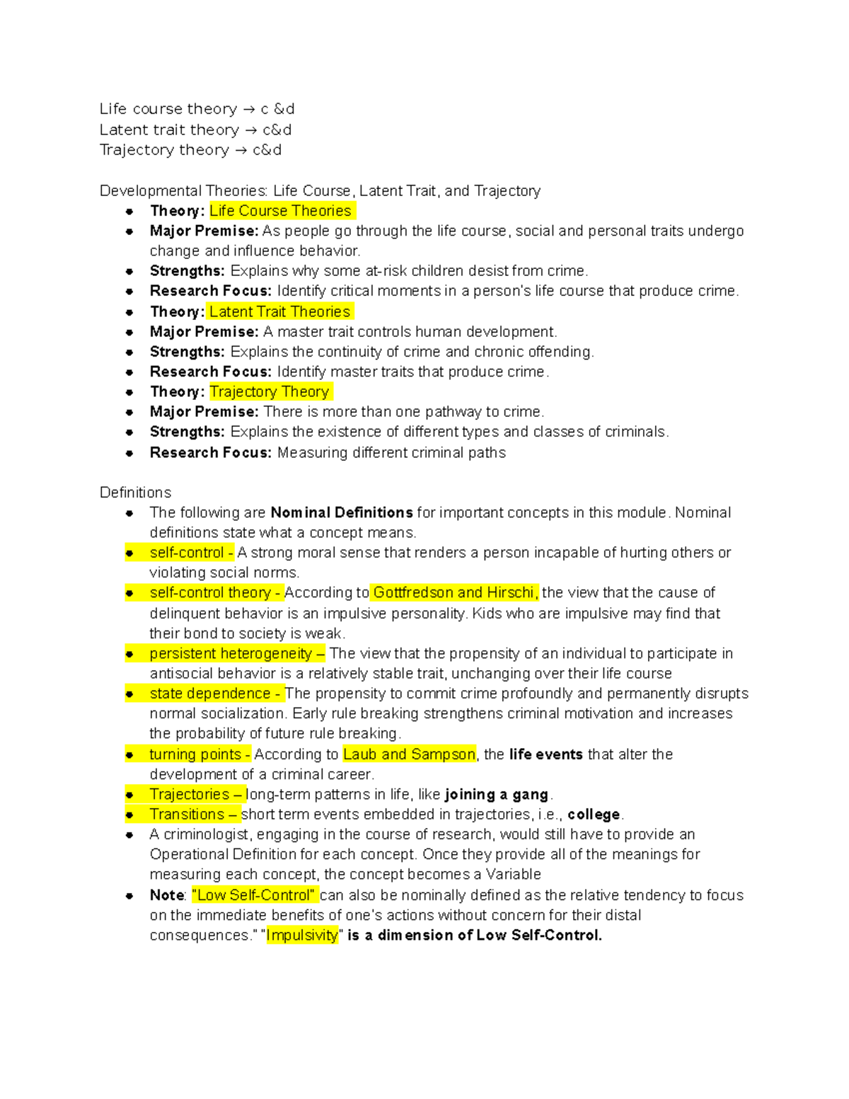 Developmental Theories of Crime: Life Course, Latent Trait ...