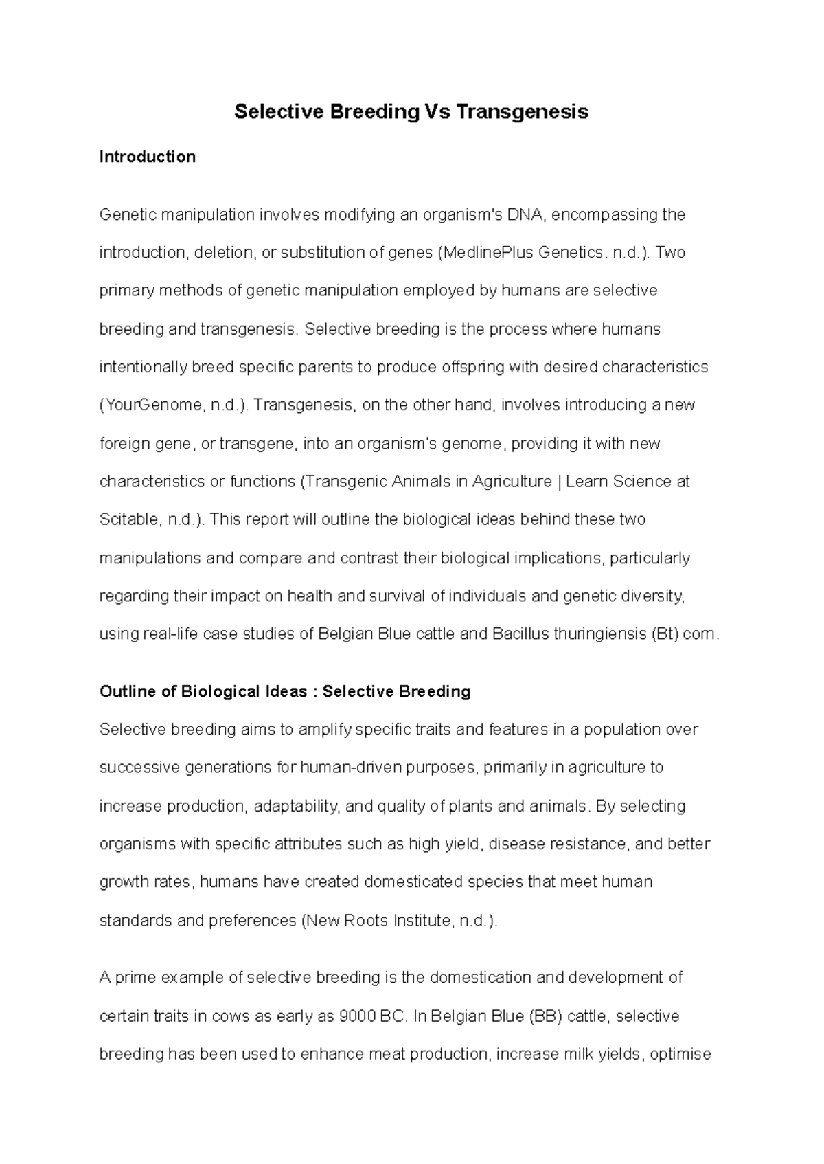 Selective Breeding vs Transgenesis: A Comparative Study on Genetic ...
