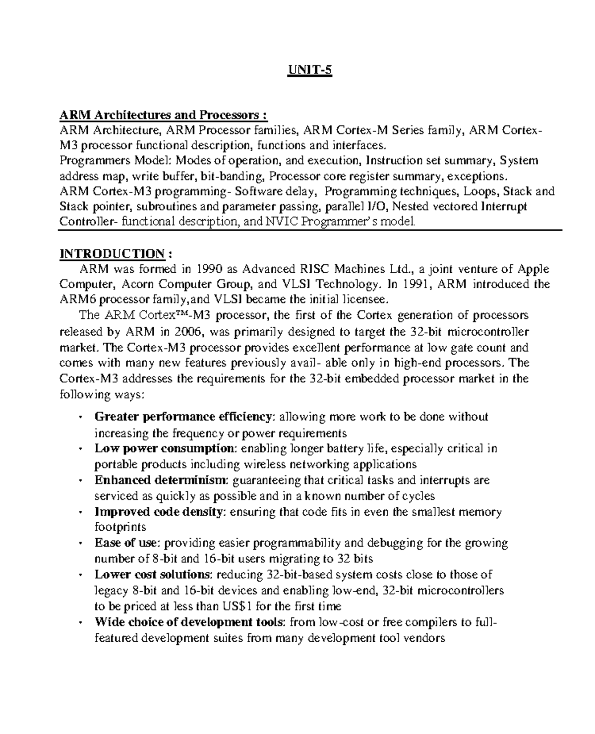 ARM Architecture and Processor Overview: MPMC UNIT-5 Insights - Studocu
