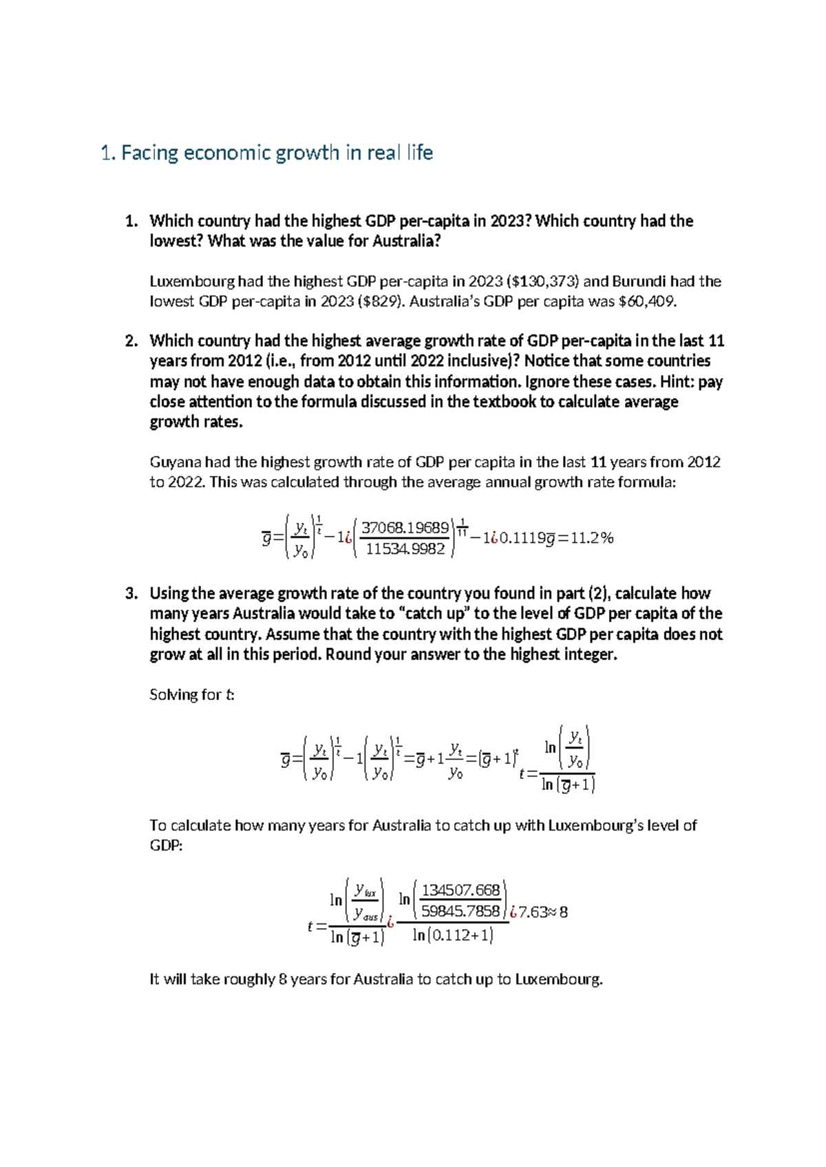 ECON2102 Assignment 1: Analyzing GDP Growth and Economic Factors - Studocu