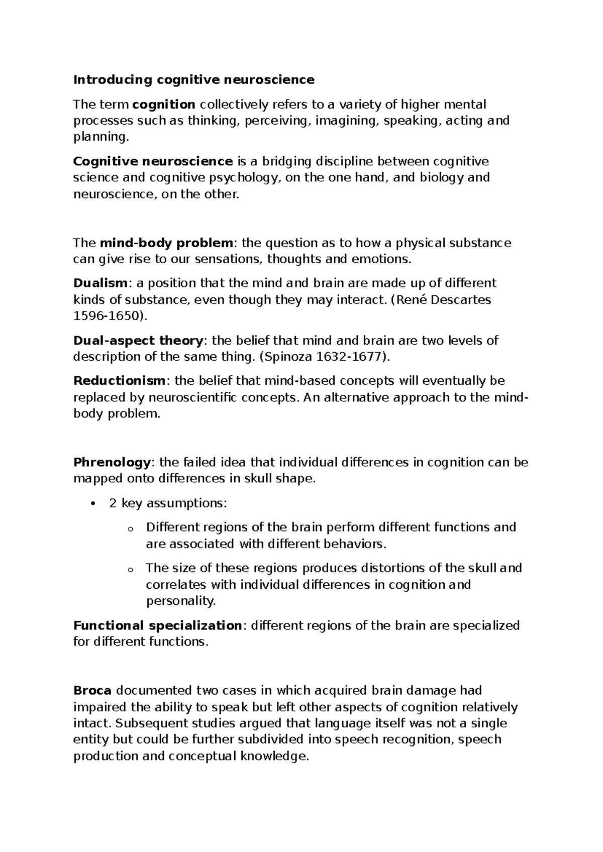 Chapter 1 BBB - Summary of Cognitive Neuroscience Concepts - Studeersnel