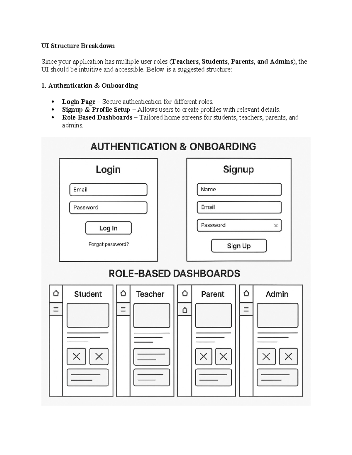 UI Structure Overview for Multi-Role Application - Studocu