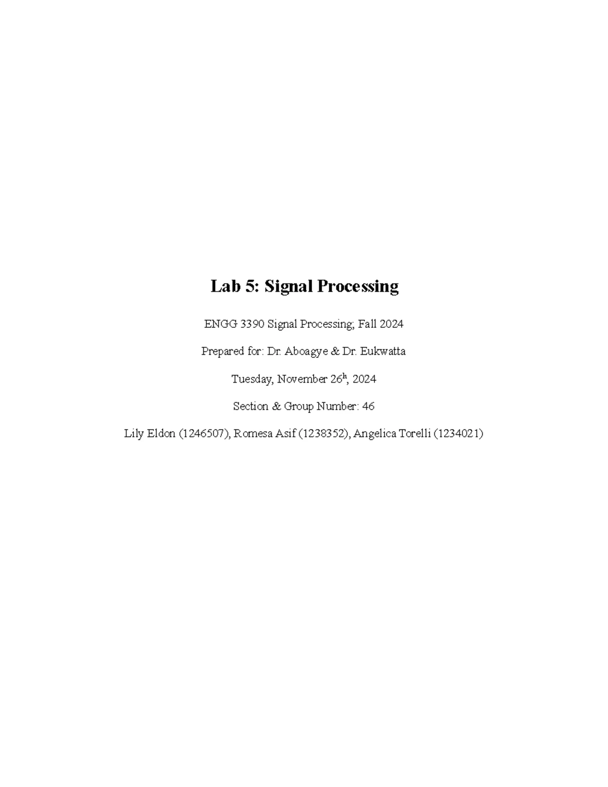 ENGG 3390 Signal Processing Fall 2024 Course Outline and Details - Studocu