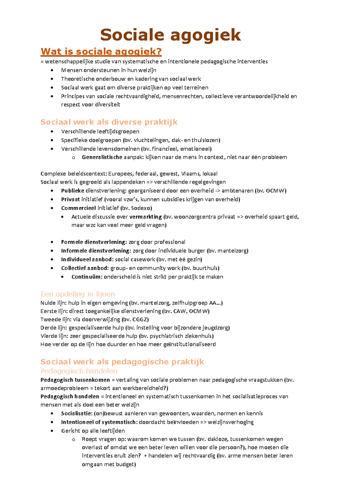Samenvatting Sociale Agogiek 2023-2024: Pedagogische Interventies en ...
