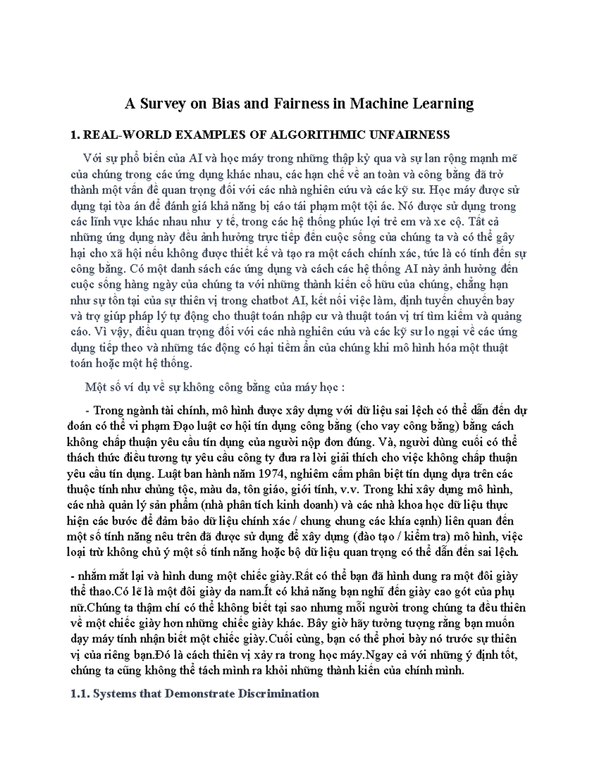 A Survey on Bias and Fairness in Machine Learning: Analysis & Examples ...