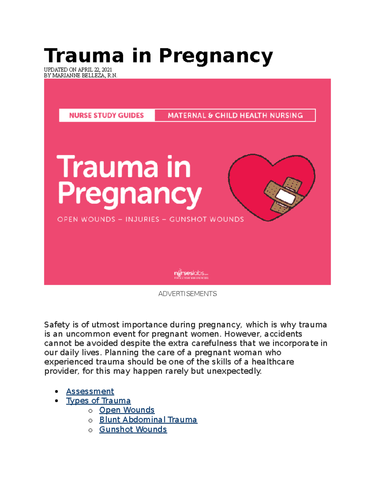 Trauma in Pregnancy - Trauma in Pregnancy UPDATED ON APRIL 22, 2021 BY ...