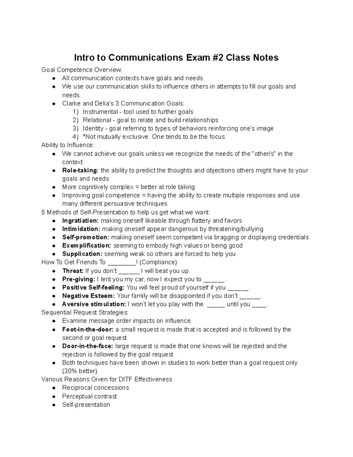 Final Exam Class Notes for COM 101: Communications Exam #2 Insights ...