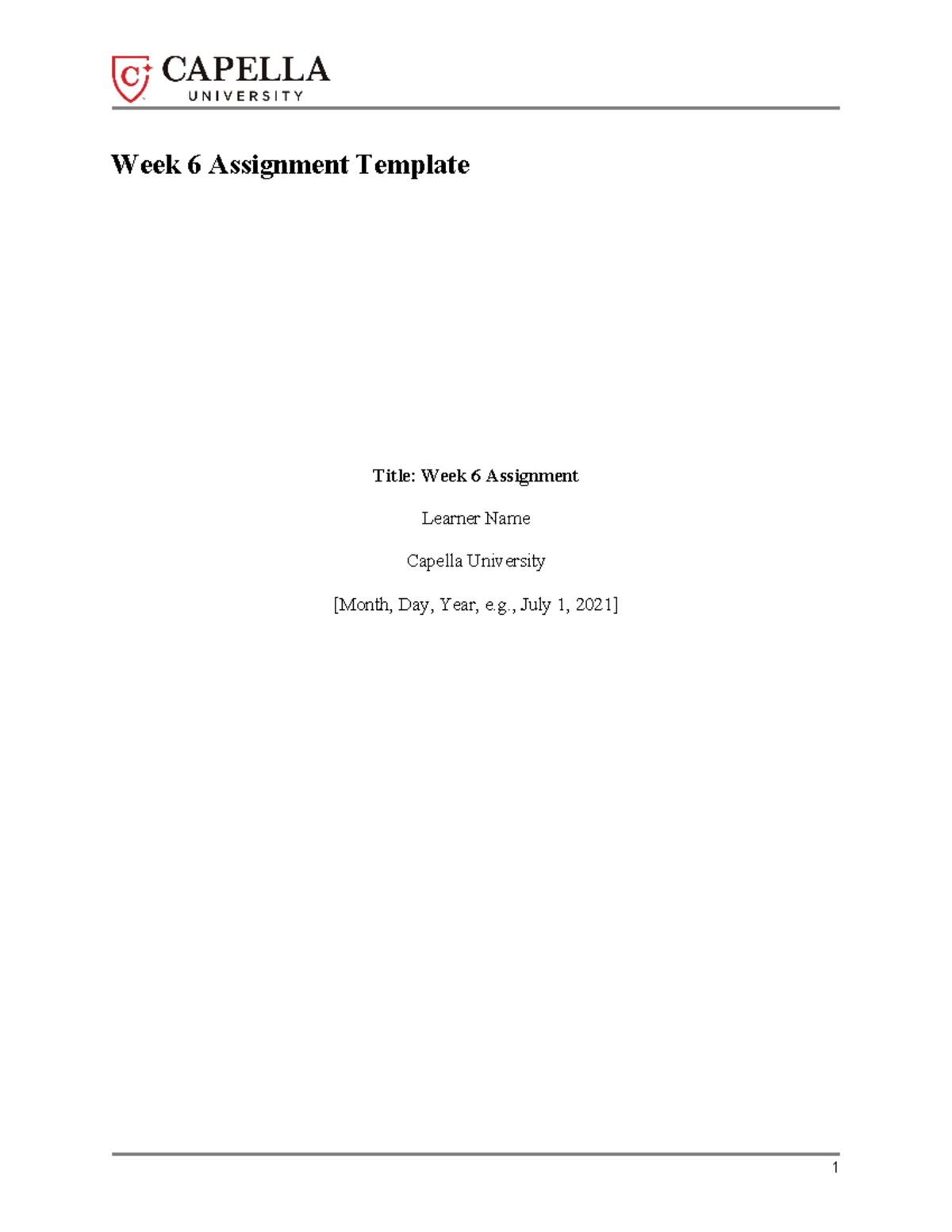 CF 6230 Week 6 Assignment Template and Guidelines - Studocu