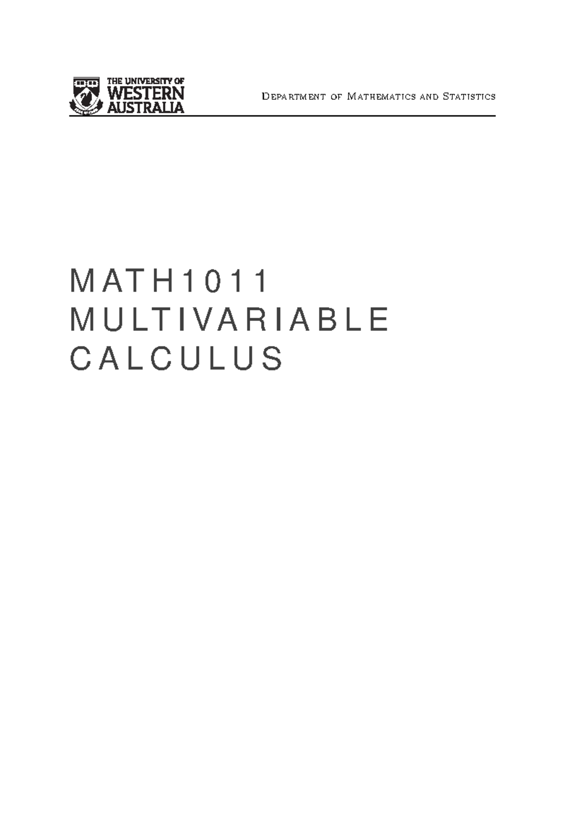 MATH1011 Exam Review: Multivariable Calculus Lecture Notes - Studocu
