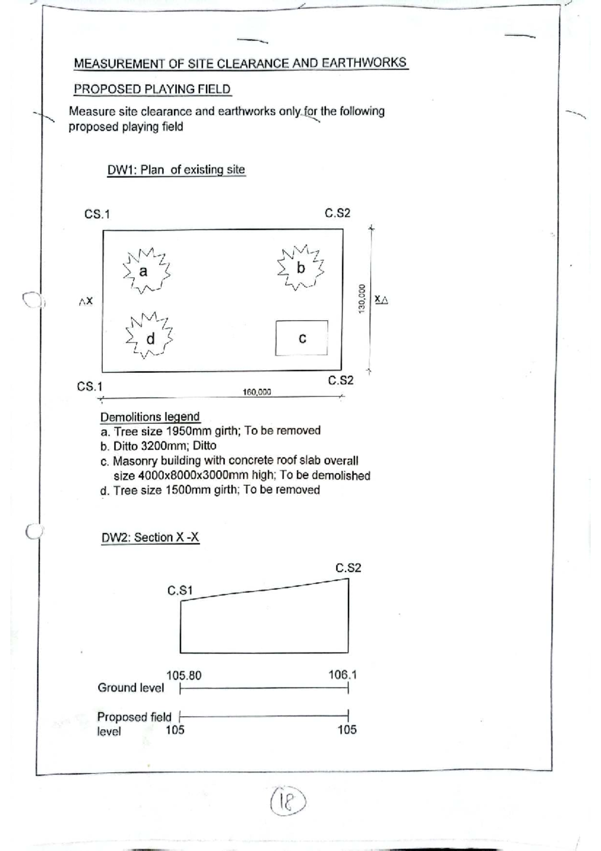 MEASUREMENT OF SITE CLEARANCE & EARTHWORKS FOR PLAYING FIELD DW1 - Studocu
