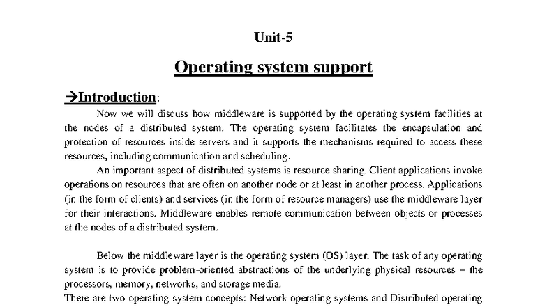 D S UNIT 3 - Operating System Support for Middleware in Distributed ...