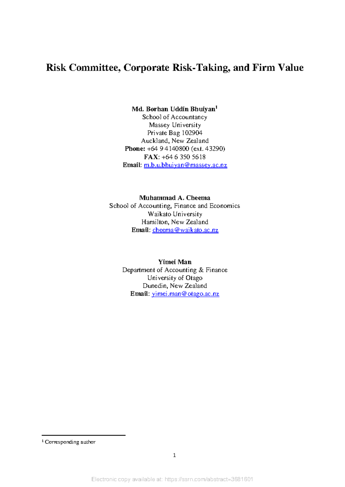 Risk Committee and Its Impact on Corporate Value: Evidence from ...