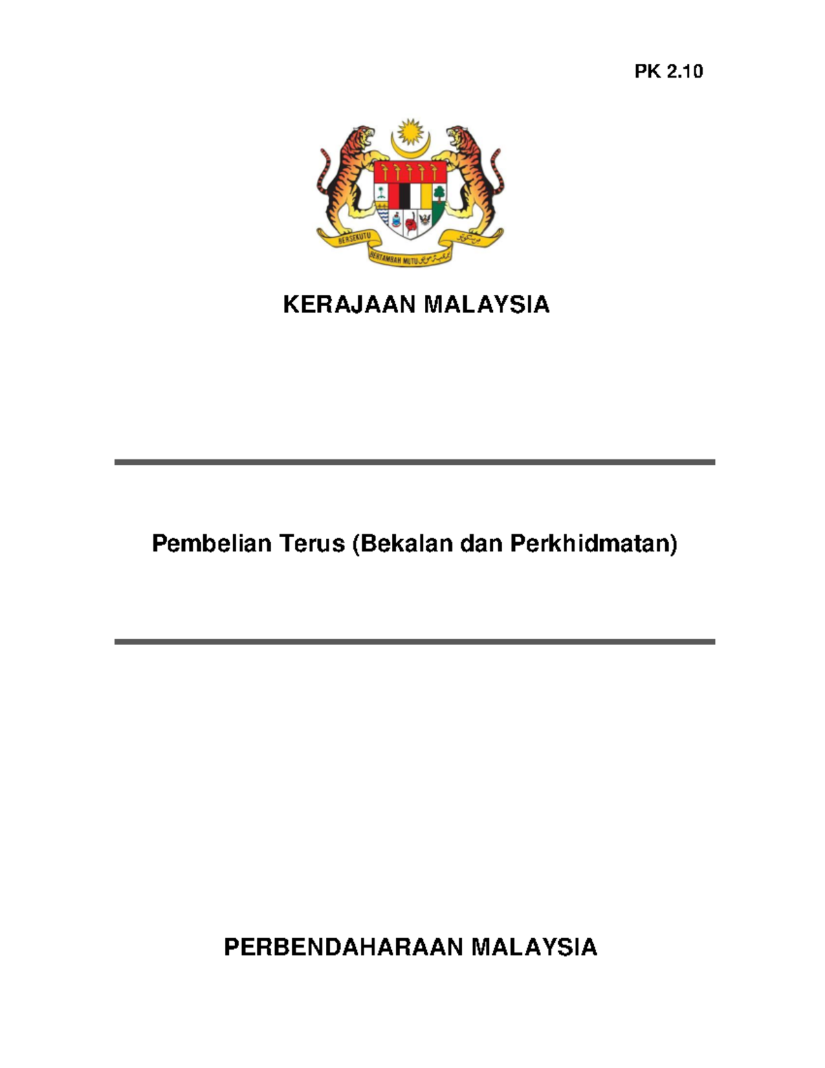 PK 2.10 - Nota Pembelian Terus (Bekalan & Perkhidmatan) - Studocu