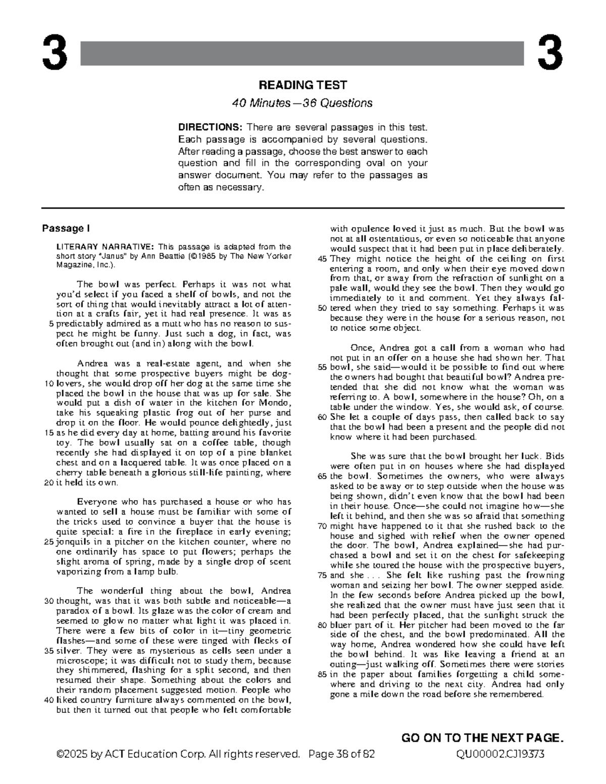 ACT Reading Practice Test #1: 40 Questions with Passages - Studocu