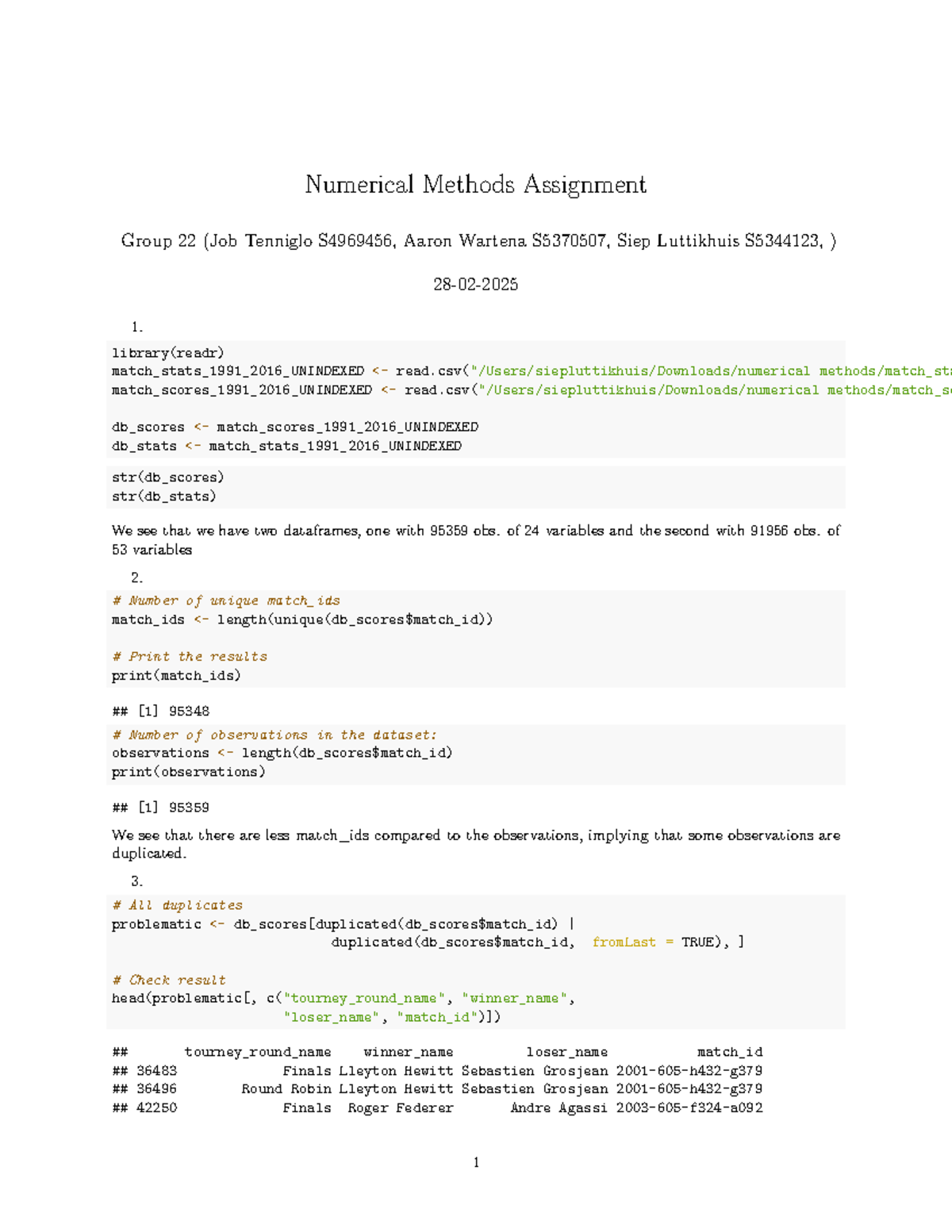 Group 22 Final Numerical Methods Assignment (S4969456, S5370507 ...