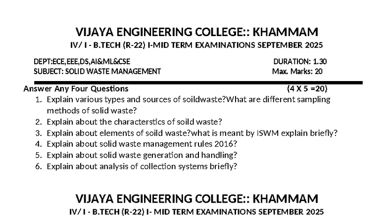 Swm mid -i ds paper - Snjsks - VIJAYA ENGINEERING COLLEGE:: KHAMMAM IV ...