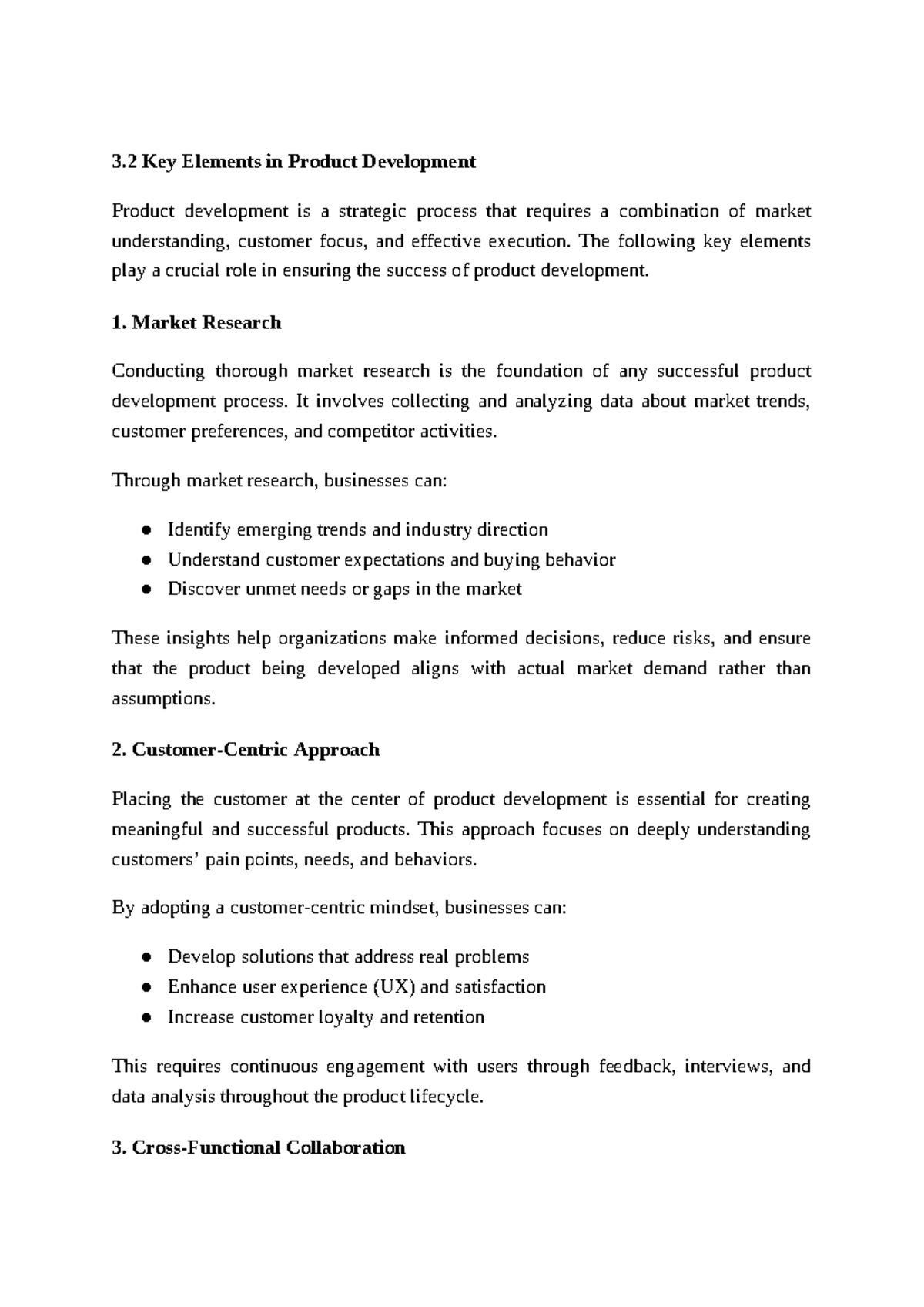 3.2 Key Elements in Product Development: Strategies for Success - Studocu