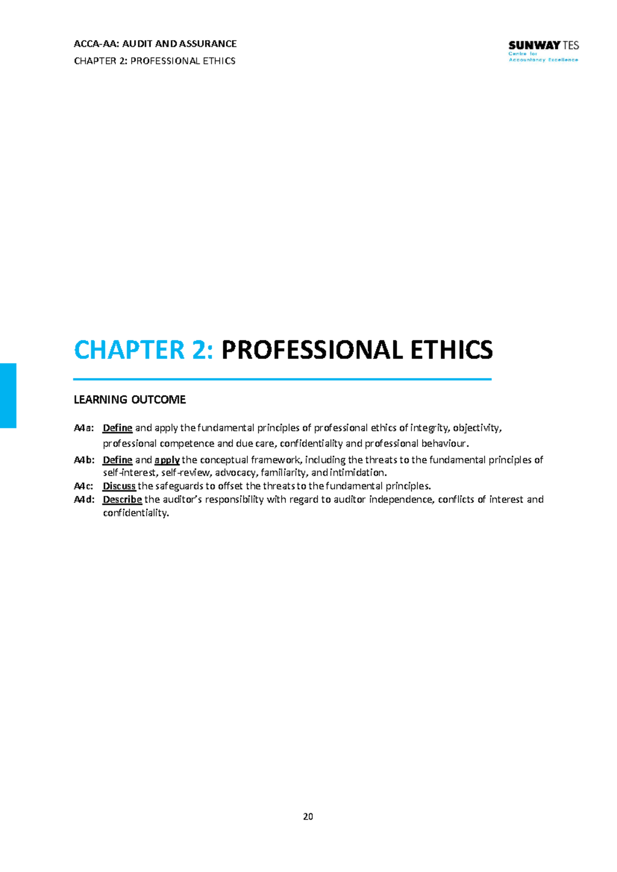 ACCA AA Chapter 2 Professional Ethics Study Guide and Key Concepts ...