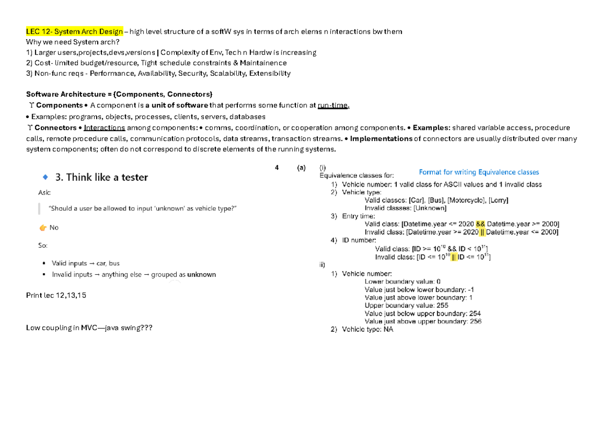 LEC System Architecture Design: Key Concepts & MVC Patterns - Studocu