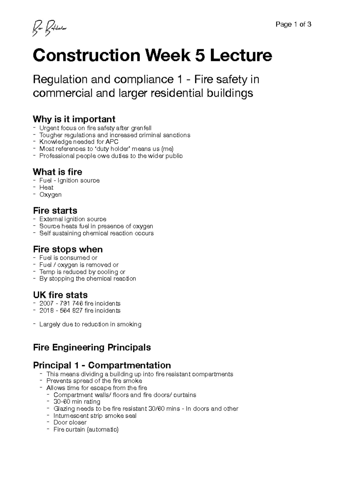 Lecture 5 - Regulation and compliance - Page of 1 3 Construction Week 5 ...