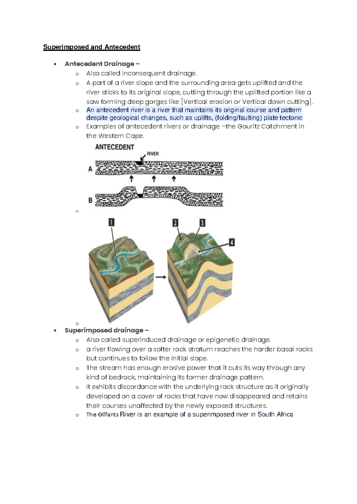 Antecedent and Superimposed Drainage: Key Concepts in Fluvial Systems ...