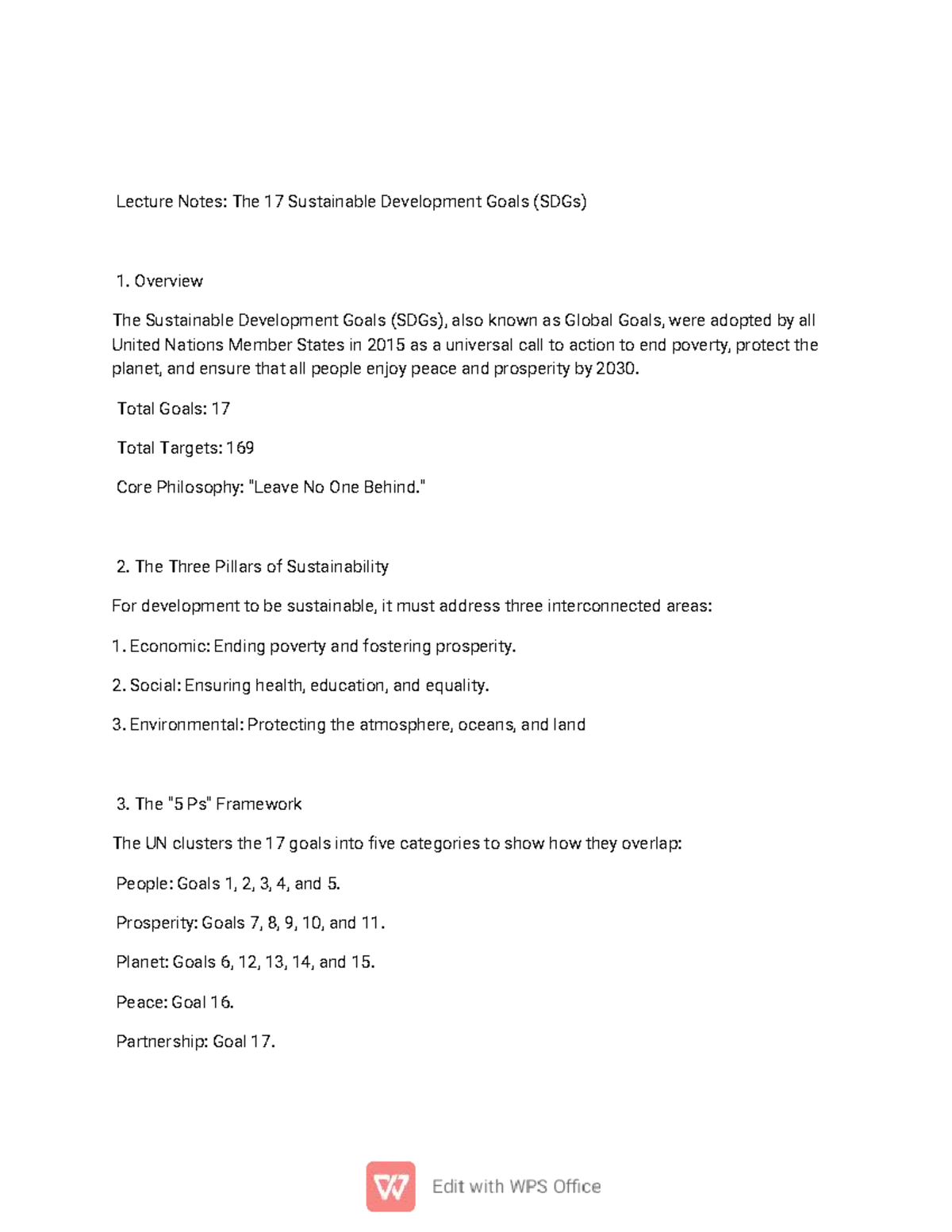 17SDG Lecture Notes: Overview of the 17 Sustainable Development Goals ...