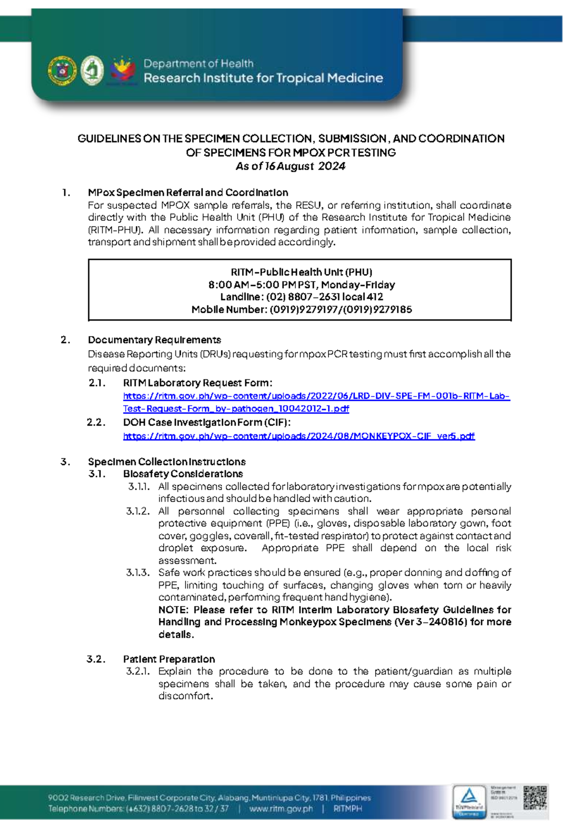 Mpox PCR Testing Guidelines: Specimen Collection & Submission - Studocu