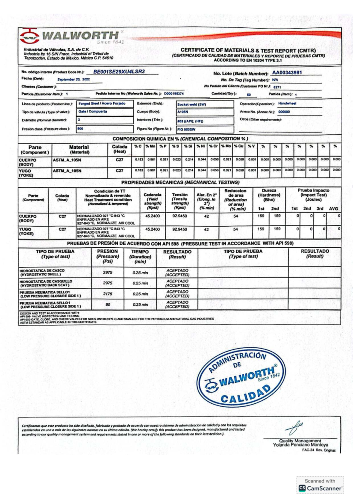 WALWORTH CMTR Report for Valvulas Trim 5 - APUNTES DE TALLER - Studocu