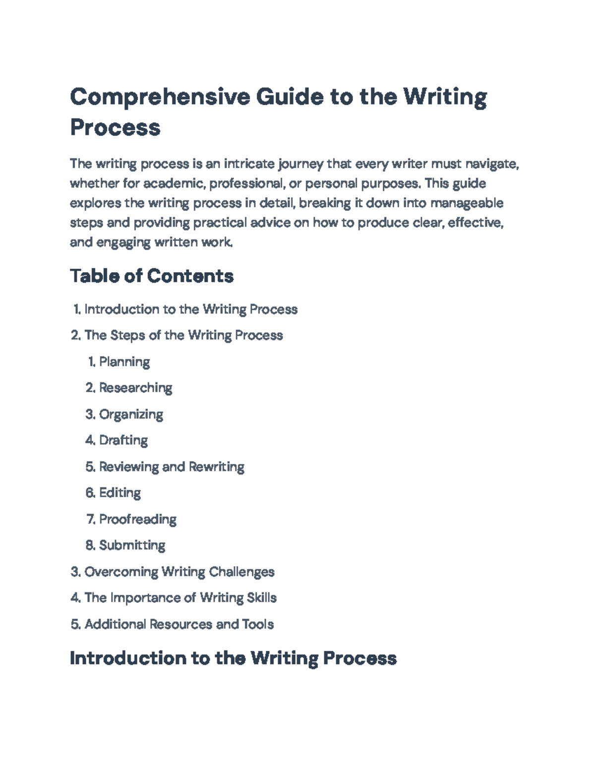 Comprehensive Guide to the Writing Process: Steps and Strategies ...