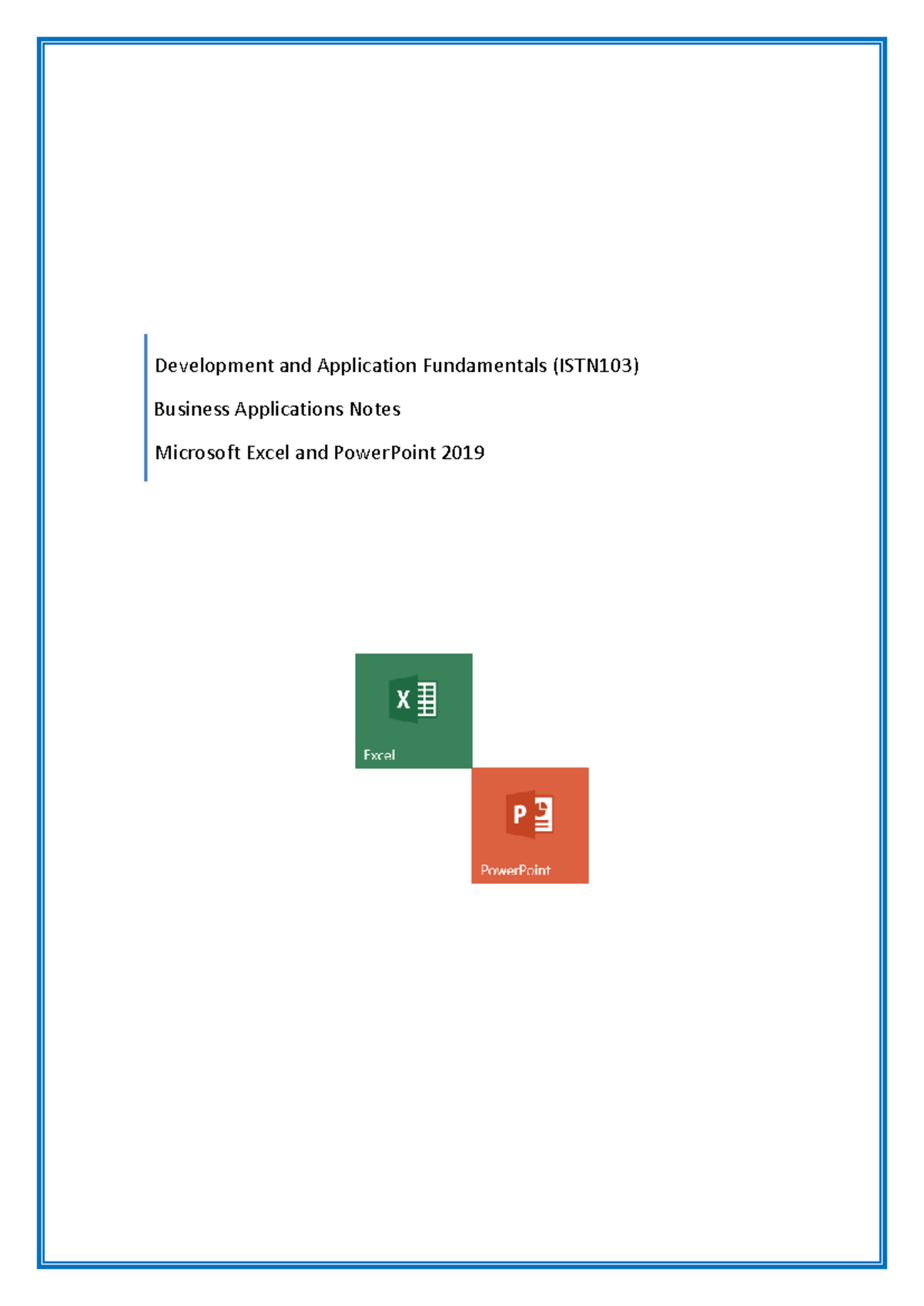 Business Application Notes - Excel And Power Point 2019 - Business ...