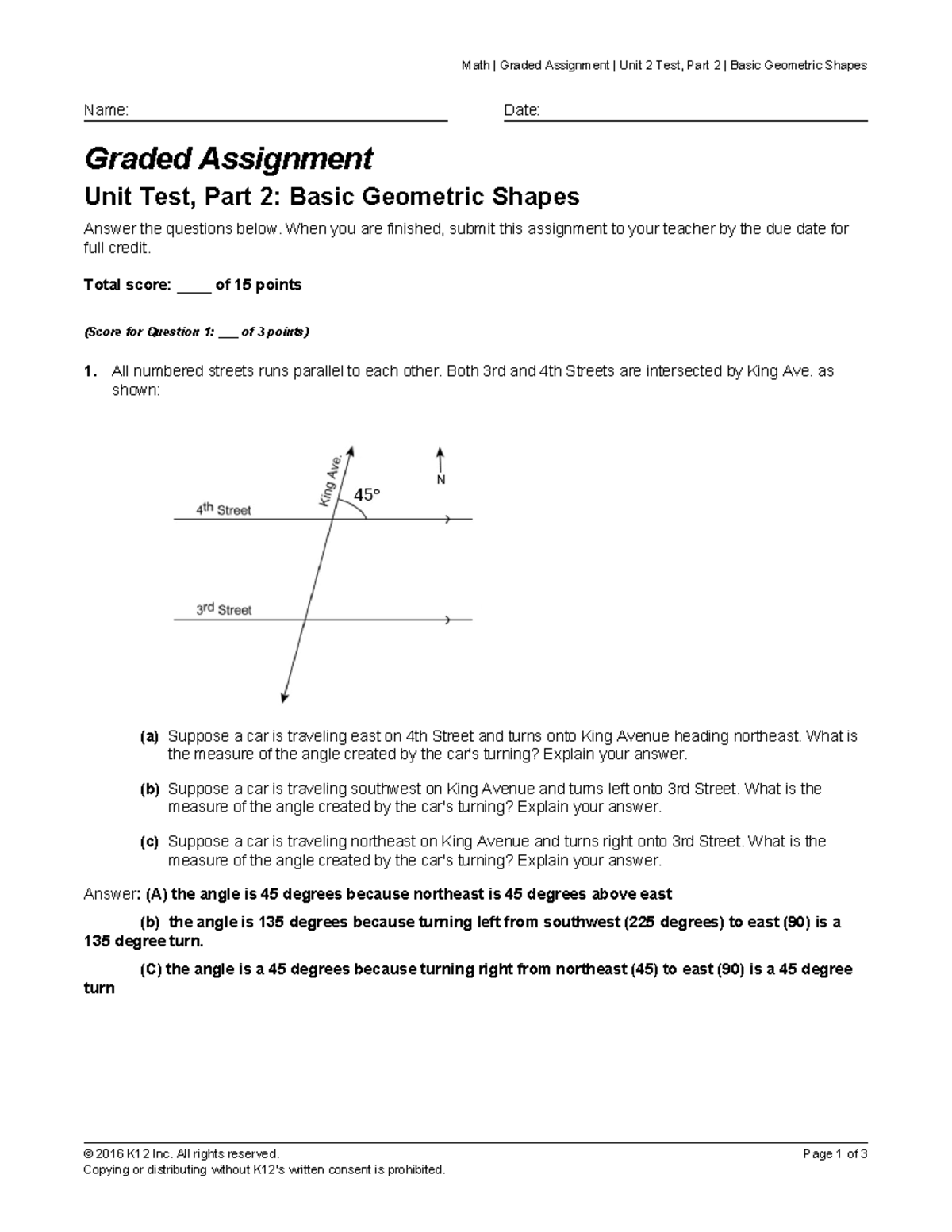 Unit 2 Test, Part 2 - Basic Geometric Shapes Assignment - Studocu
