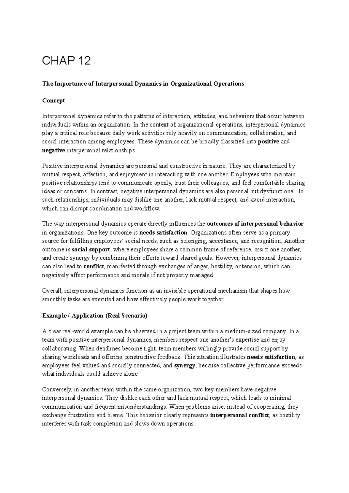 CHAP 12 Interpersonal Dynamics and Communication in Organizations - Studocu