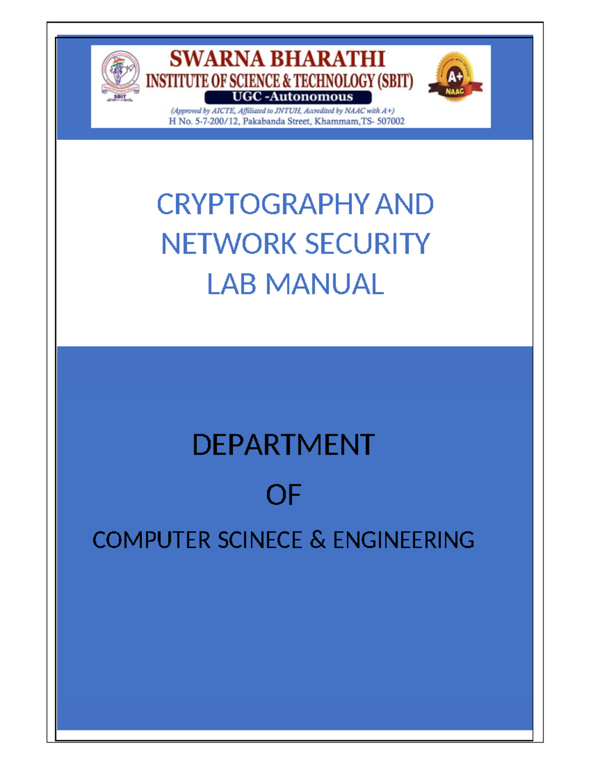 CNS Lab Manual: Cryptography & Network Security Programs - Studocu
