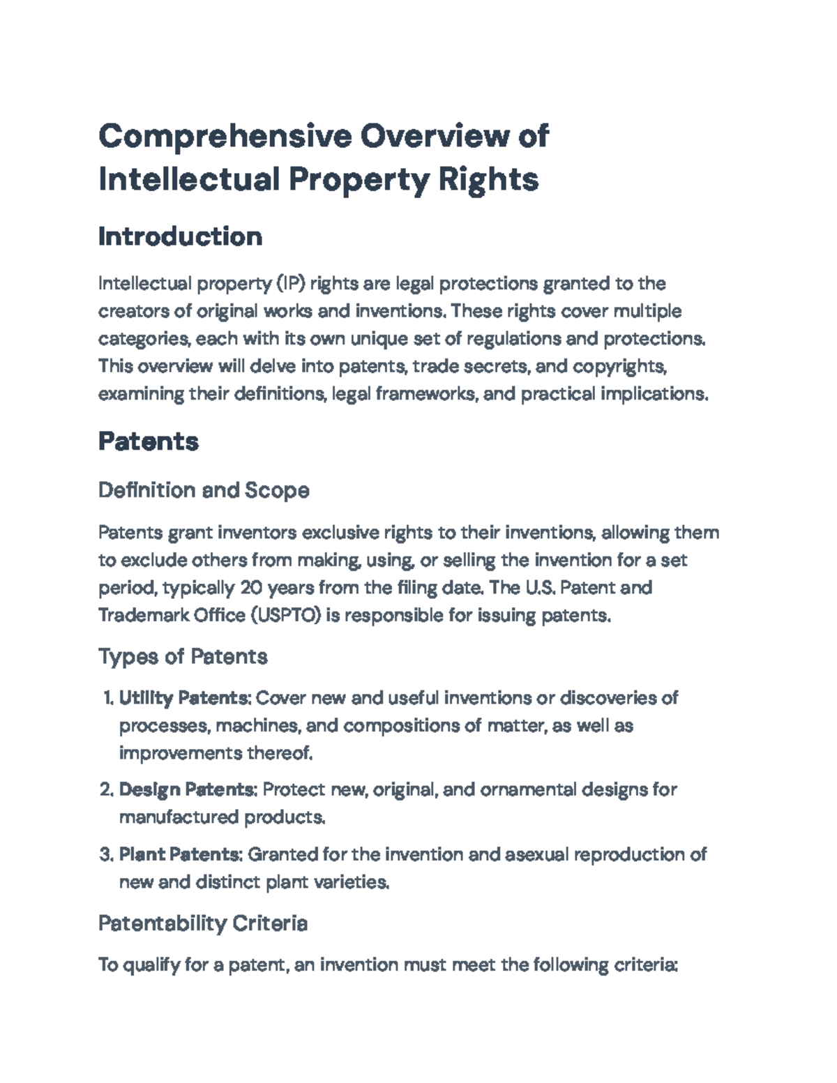 Intellectual Property Rights Overview: Patents, Trade Secrets ...