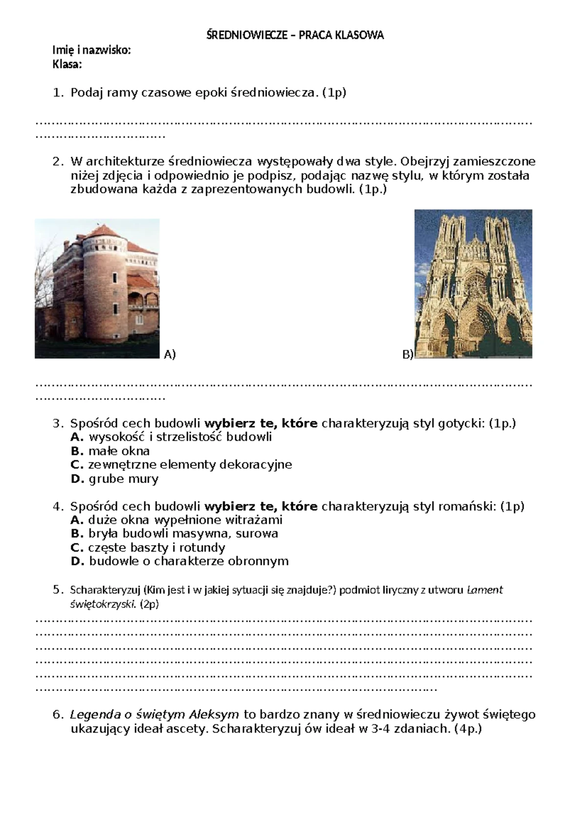 Sprawdzian Z Historii Ii Gimnazjum www.studocu.com