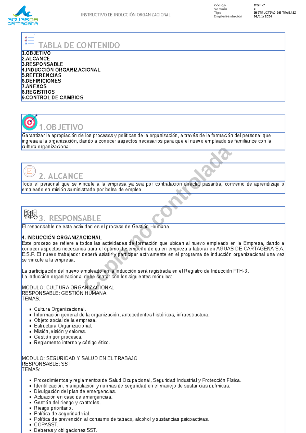 Induccion - informe - INSTRUCTIVO DE INDUCCIÓN ORGANIZACIONAL Código ...
