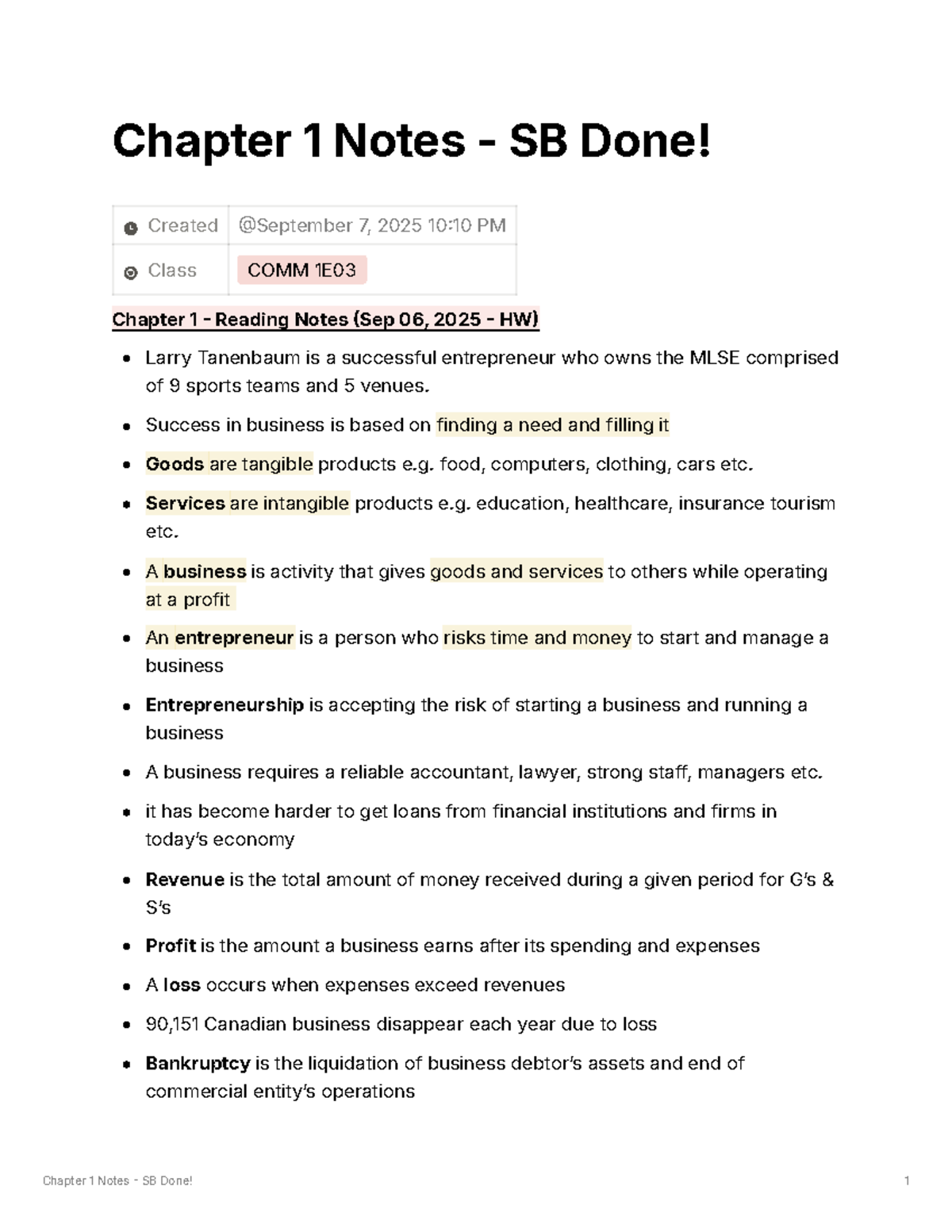 COMM 1E03 Chapter 1 Reading Notes Summary - Studocu