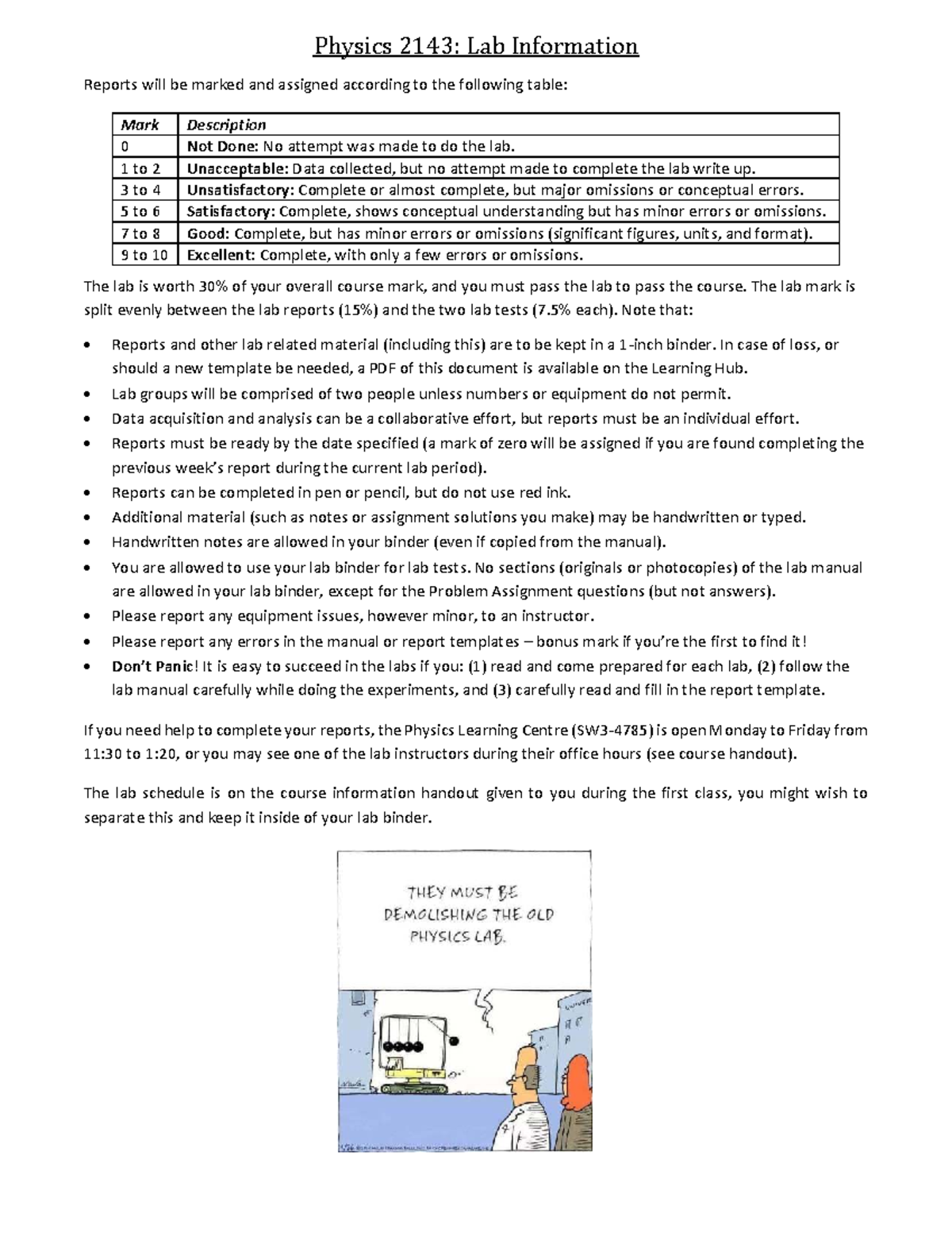 Physics 2143: Lab Report Guidelines and Evaluation Criteria - Studocu
