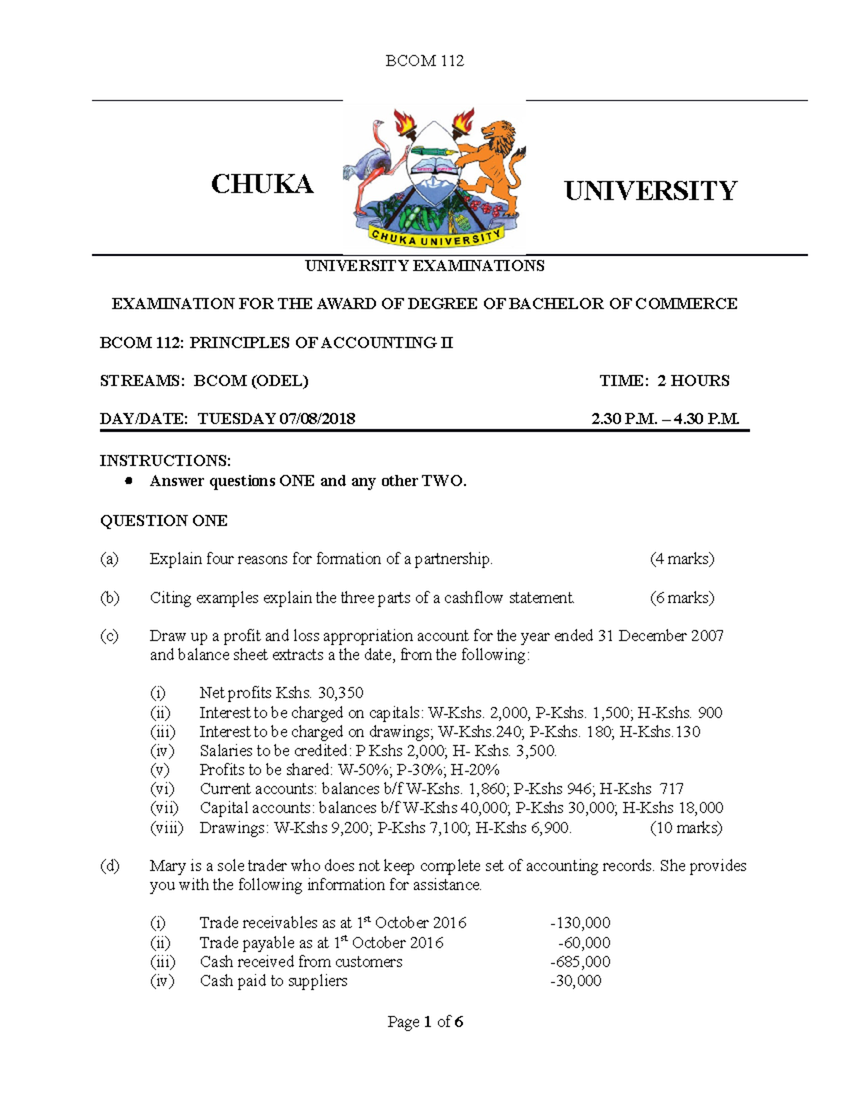 BCOM 112 ODEL - Principles of Accounting II Exam Revision Notes - Studocu