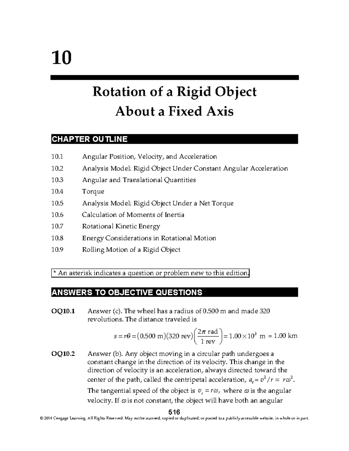 Chapter 10 Solution - sdsdsads - 516 10 Rotation of a Rigid Object ...
