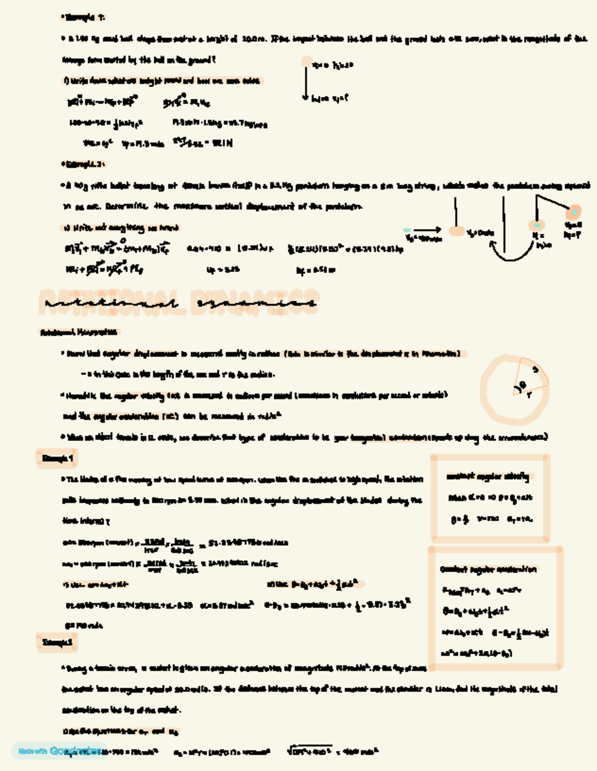 Rotational Dynamics Review: Key Concepts and Examples (PHYS 101) - Studocu