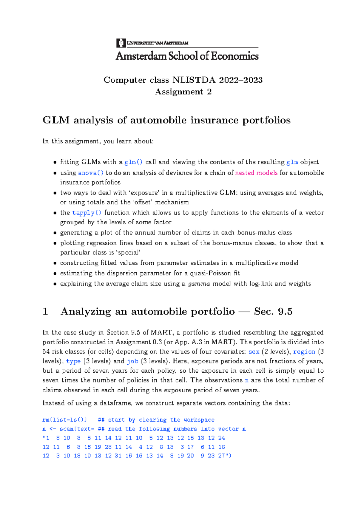 22 NLISTDA 2022 - Assignment 2: GLM Analysis of Auto Insurance ...