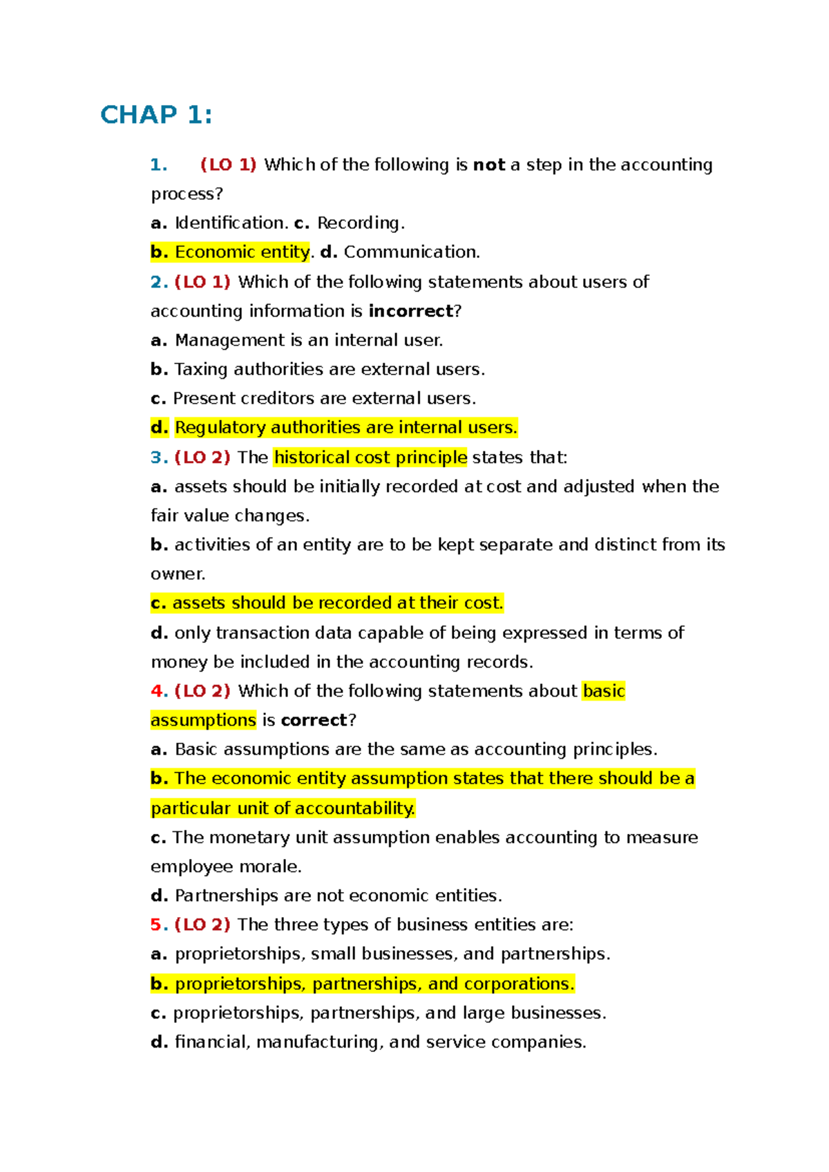 MCQs for accounting chapter 1: Understanding key concepts and ...