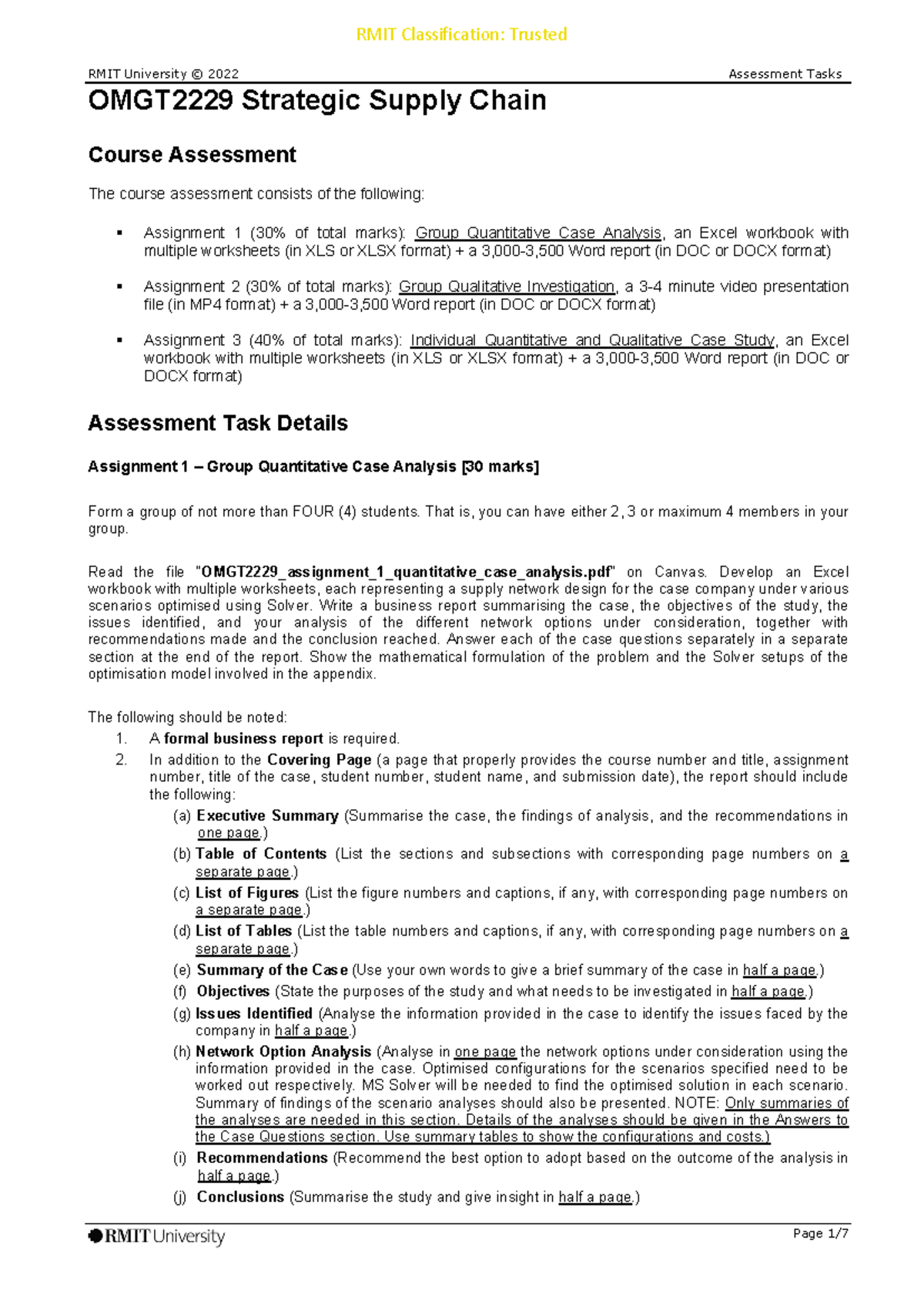 OMGT2229 assessment tasks 2260 - RMIT University © 2022 Assessment ...