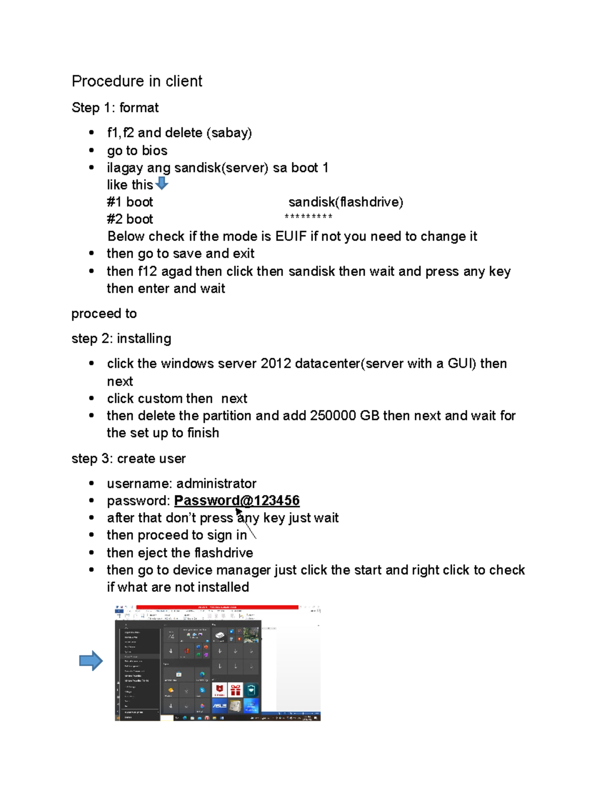 Procedure-in-client - COC 1 - Procedure in client Step 1: format f1,f2 ...