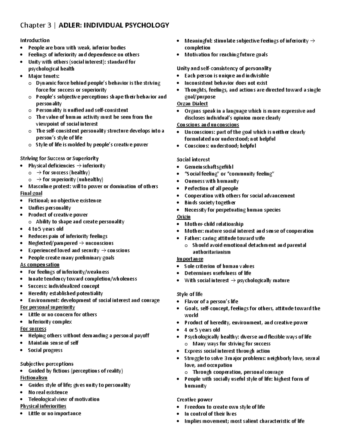 Feist Chapter 3 - Summary Theories of Personality - Chapter 3 | ADLER ...