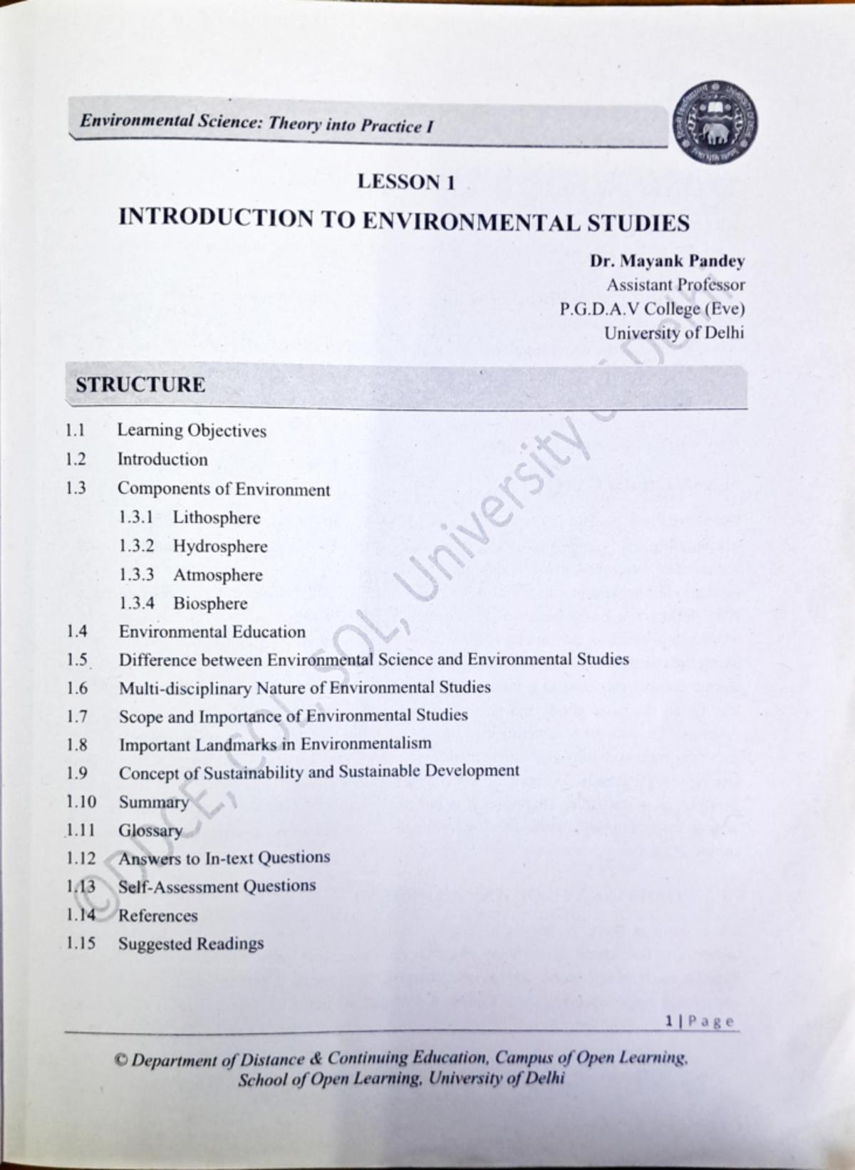 Evs chapter 1 and 2 - Studocu