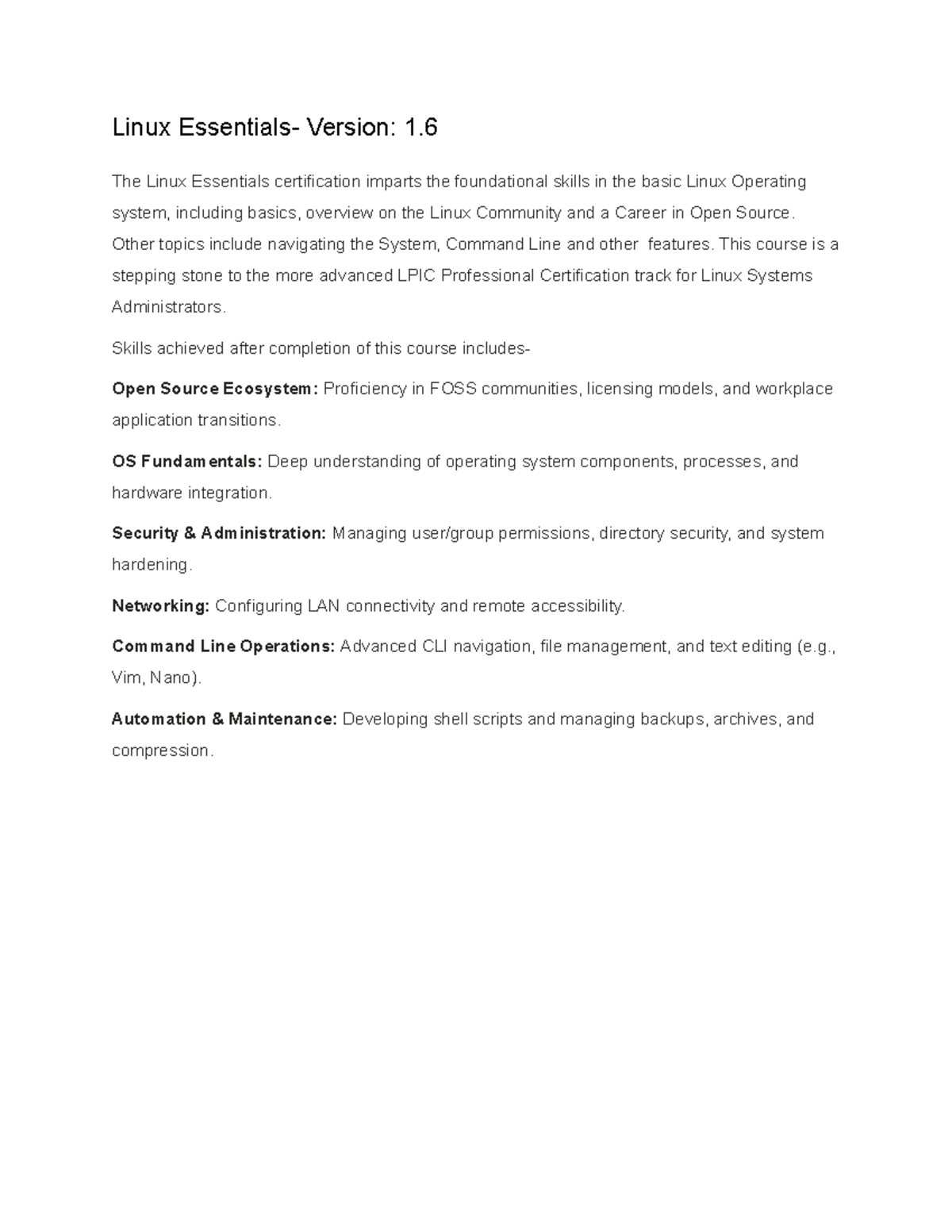 Linux LPI Essentials: LPIC1 & LPIC2 Certification Overview - Studocu